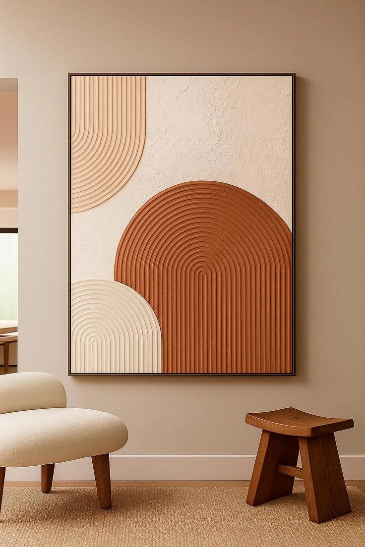 Minimalist Textured Wall Art Handmade 3D Arched Relief In Terracotta And Beige Modern Luxury Neutral Decor Etsy De