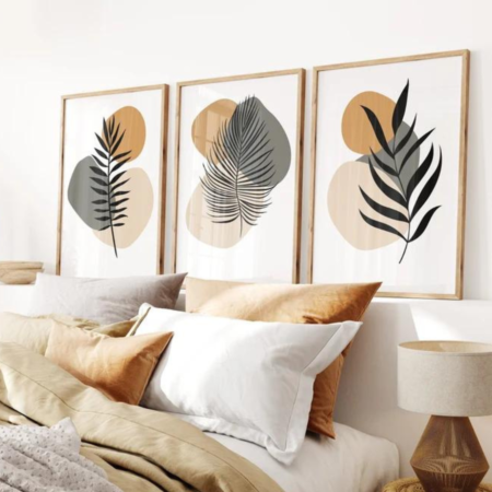triptyque abstrait nature – tableau moderne beige & vert (copie)