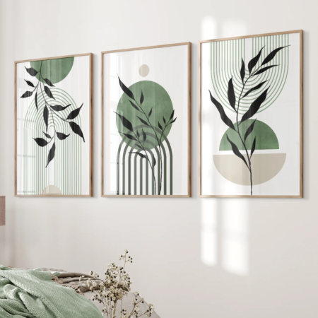 triptyque tableau décoratif moderne bleu – art mural géométrique (copie)