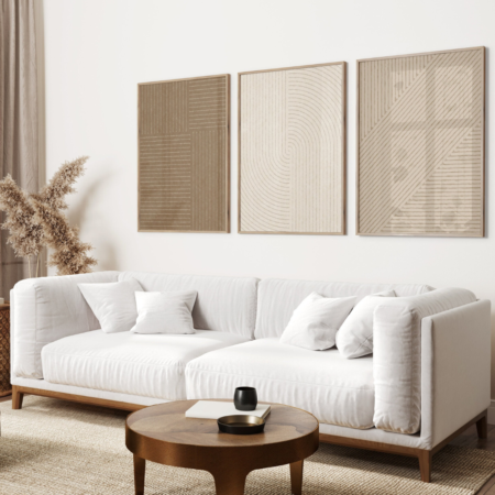triptyque tableaux abstraits artistiques noir & beige – décoration murale moderne haut de gamme (copie)