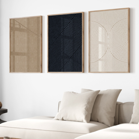 triptyque tableaux minimalistes beige – tableau mural moderne géométrique style luxe (copie)