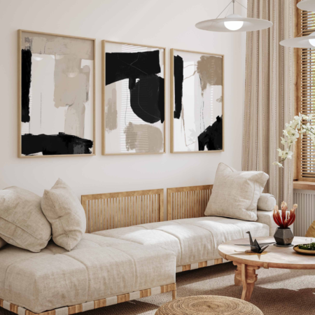 tableau décoratif moderne abstrait beige noir | décoration murale (copie)