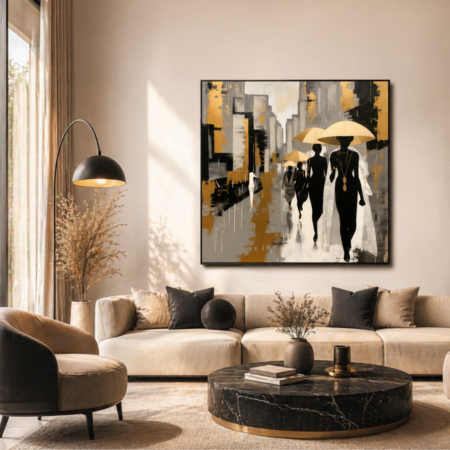 tableau décoratif moderne – silhouette de cheval abstrait beige & noir (copie)