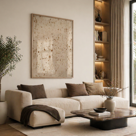 tableau abstrait moderne beige, orange & gris – décoration murale contemporaine (copie)