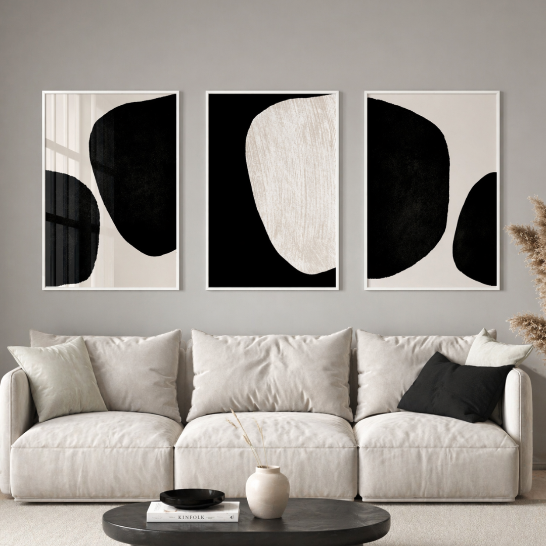 triptyque abstrait noir & blanc – Élégance moderne pour entrée triptyque abstrait noir & blanc – Élégance moderne pour entrée