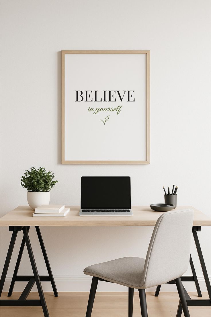 Art Mural Croyez En Vous A Imprimer Citation De Motivation Minimaliste Le Telechargement Numerique Sadapte A La Plupart Des Tailles De Cadre Decoration Pour La Maison Et Le Bureau