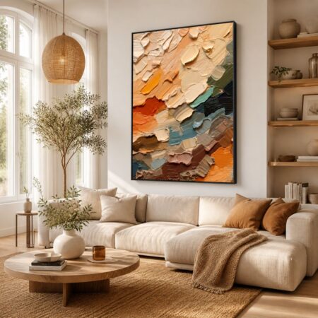 tableau abstrait moderne multicolore et doré – toile artistique luxe (copie)