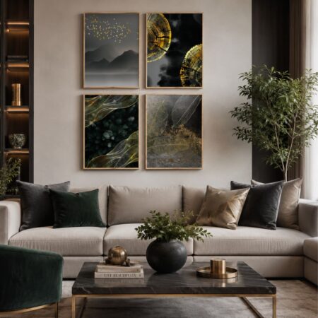 Promo Categories tableaux abstraits rose, bleu & doré – décoration murale moderne (copie)